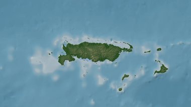 Bismarck Denizi 'ndeki Manus Adası renkli bir yükseklik haritası üzerinde