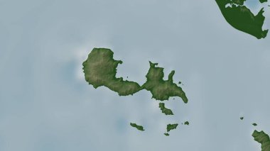 Hint Okyanusu 'ndaki Pulau Mursala renkli bir yükseklik haritasında