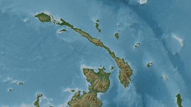 New Ireland Island in the Solomon Sea on a colored elevation map clipart