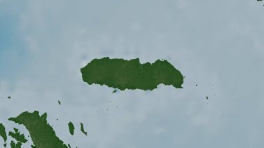 Hint Okyanusu 'ndaki Pulau Pini renkli bir yükseklik haritasında