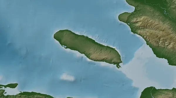 Stock image Gonave Island in the Caribbean Sea on a colored elevation map