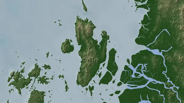 stock image Katan Kyun Island in the Andaman or Burma Sea on a colored elevation map