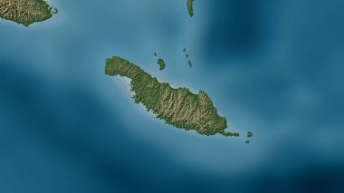 Mercan Denizi 'ndeki San Cristobal Adası renkli bir yükseklik haritası üzerinde
