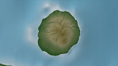 Flores Denizi 'ndeki Pulau Sangeang renkli bir yükseklik haritasında.