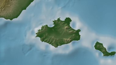 Kuzey Atlantik Okyanusu 'ndaki Sao Vicente Adası renkli bir yükseklik haritası üzerinde