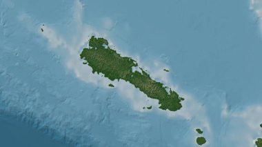 Hint Okyanusu 'ndaki Pulau Simeulue renkli bir yükseklik haritası üzerinde