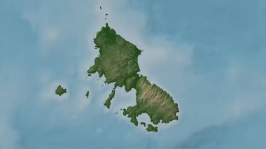Ege Denizi 'ndeki Skyros Adası renkli bir yükseklik haritası üzerinde
