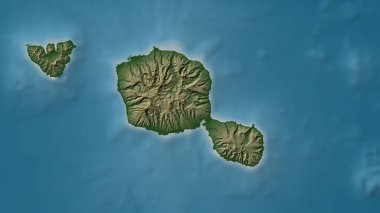 Güney Pasifik Okyanusu 'ndaki Tahiti Adası renkli bir yükseklik haritası üzerinde