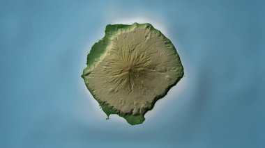 Tristan da Cunha Island in the South Atlantic Ocean on a colored elevation map clipart