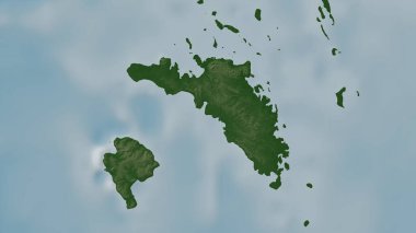 Hint Okyanusu 'ndaki Pulau Tuangku renkli bir yükseklik haritasında