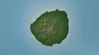 Renkli bir yükseklik haritasında Tomini Körfezi 'ndeki Pulau Unauna