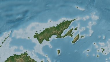 Güney Pasifik Okyanusu 'ndaki Vanua Levu Adası renkli bir yükseklik haritası üzerinde