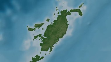 Banda Denizi 'nde renkli bir yükseklik haritasında Pulau Yamdena