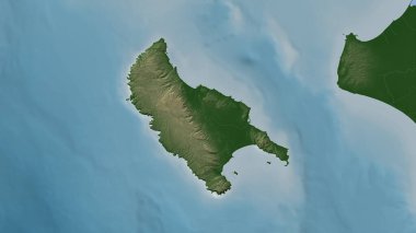 İyon Denizi 'ndeki Zakynthos Adası renkli bir yükseklik haritası üzerinde