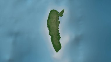 Güney Pasifik Okyanusu 'ndaki Ulawa Adası renkli bir yükseklik haritası üzerinde