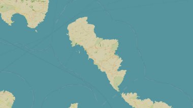 Ege Denizi 'ndeki Andros Adası, OSM İnsani Yardım Stili haritası üzerinde