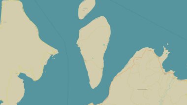 Banda Denizi 'ndeki Pulau Bakalan, bir topoğrafi, OSM İnsani Stil Haritası üzerinde
