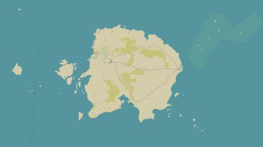 Pulau Billiton in the Java Sea on a topographic, OSM Humanitarian style map clipart