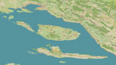 Brazza Island in the Adriatic Sea on a topographic, OSM Humanitarian style map clipart