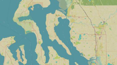 Güneydoğu Alaska 'nın Kıyı Suları' ndaki Camano Adası ve British Columbia topoğrafi, OSM İnsani Stil Haritası