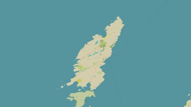 İskoçya 'nın batı kıyısındaki İç Denizler' deki Koloni Adası topoğrafi OSM İnsani Stil Haritası