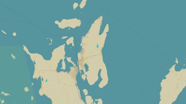 Pulau Dullah in the Banda Sea on a topographic, OSM Humanitarian style map clipart