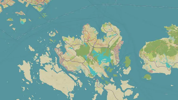 stock image Pulau Batam in the South China Sea on a topographic, OSM Humanitarian style map