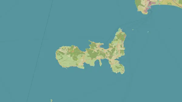 stock image Isola d'Elba in the Tyrrhenian Sea on a topographic, OSM Humanitarian style map