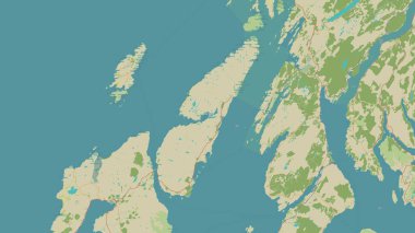 İskoçya 'nın batı kıyısındaki İç Denizler' deki Jura Adası topoğrafi OSM İnsani Stil Haritası