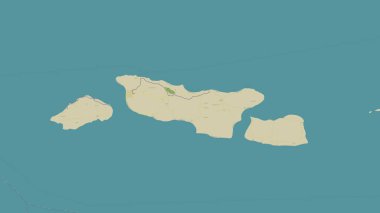 Pulau Moa in the Timor Sea on a topographic, OSM Humanitarian style map clipart