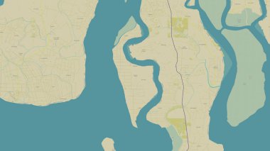 Mousuni Island in the Bay of Bengal on a topographic, OSM Humanitarian style map clipart