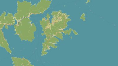 Nakanoshima, Shimane Island in the Japan Sea on a topographic, OSM Humanitarian style map clipart