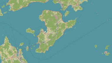 Seto Naikai 'deki Oshima Adası ya da İç Deniz' deki bir topoğrafik OSM İnsani Stil Haritası üzerinde