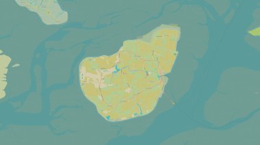 Pellworm Island in the North Sea on a topographic, OSM Humanitarian style map clipart