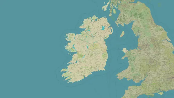 stock image Ireland Island in the Celtic Sea on a topographic, OSM Humanitarian style map