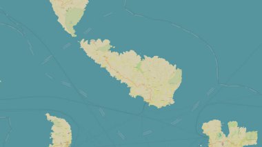 Tinos Island in the Aegean Sea on a topographic, OSM Humanitarian style map clipart