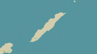 Urup Island in the Sea of Okhotsk on a topographic, OSM Humanitarian style map clipart