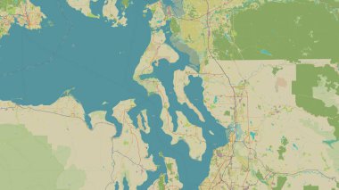 Whidbey Island in the The Coastal Waters of Southeast Alaska and British Columbia on a topographic, OSM Humanitarian style map clipart