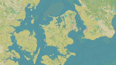 Kattegat 'taki Zealand Adası bir topoğrafi, OSM İnsani Stil Haritası üzerinde