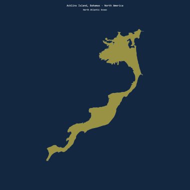 Bahamalar 'a ait Kuzey Atlantik Okyanusu' ndaki Acklins Adası 'nın şekli
