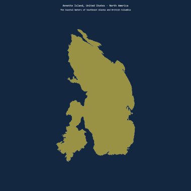 Güneydoğu Alaska 'nın Sahil Suları' ndaki Annette Adası 'nın şekli ve Birleşik Devletler' e ait British Columbia.