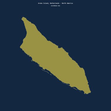 Hollanda 'ya ait Karayip Denizi' ndeki Aruba Adası 'nın şekli