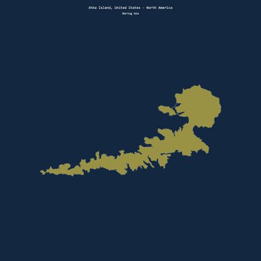 Bering Denizi 'ndeki Atka Adası' nın şekli, Birleşik Devletler 'e ait.