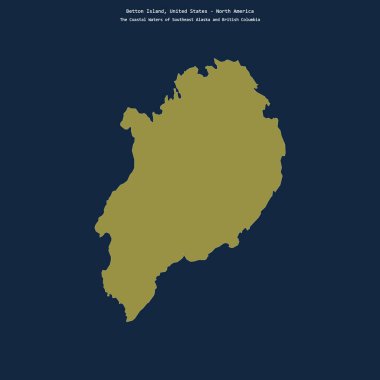 Güneydoğu Alaska 'nın Kıyı Suları' ndaki Betton Adası 'nın şekli ve ABD' ye ait British Columbia.