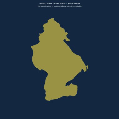Güneydoğu Alaska 'nın Kıyı Suları' ndaki Cypress Adası 'nın şekli ve Amerika Birleşik Devletleri' ne ait British Columbia
