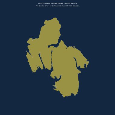 Güneydoğu Alaska 'nın Sahil Suları' ndaki Etolin Adası 'nın şekli ve Amerika Birleşik Devletleri' ne ait British Columbia.