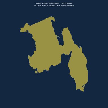 Güneydoğu Alaska 'nın Kıyı Suları' ndaki Fidalgo Adası 'nın şekli ve Birleşik Devletler' e ait British Columbia.