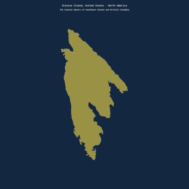 Güneydoğu Alaska 'nın Sahil Suları' ndaki Gravina Adası 'nın şekli ve ABD' ye ait British Columbia.