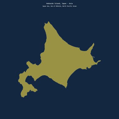 Japonya Denizi 'ndeki Hokkaido Adası' nın şekli, Japonya 'ya ait.