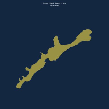 Okhotsk Denizi 'ndeki Iturup Adası' nın şekli, Rusya 'ya ait.